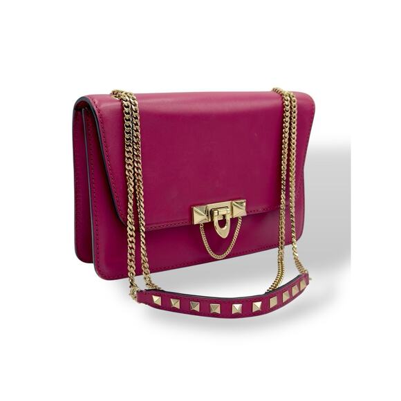Rockstud Demilune small cross body bag In Camelia Red - Picture 1 of 16